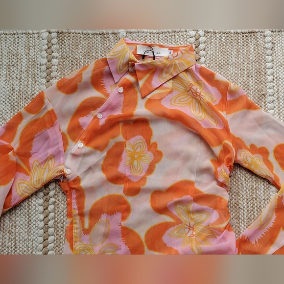 NWTO Quanta du Soleil Jacqueline Shirt Dress Sheer Pattern Asymmetrical - Small - Picture 9 of 11